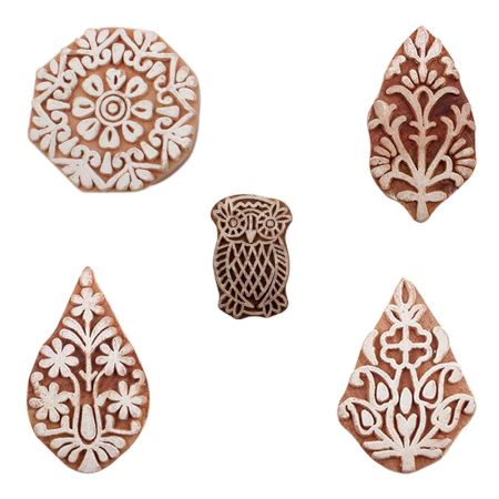 Set of 5 Piece New Mix Wooden Printing Blocks